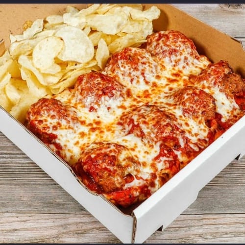 Meatball Parmesan Sandwich.