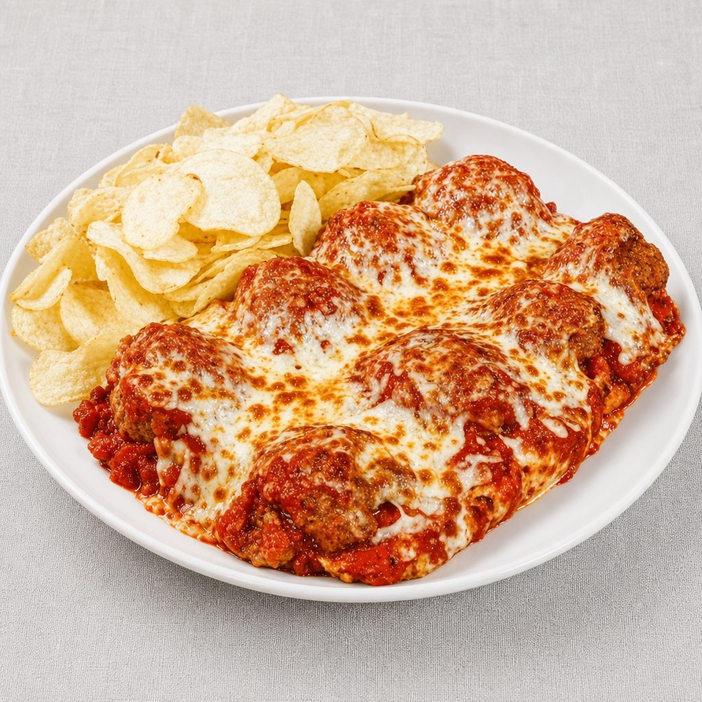 Meatball Parmesan Sandwich.