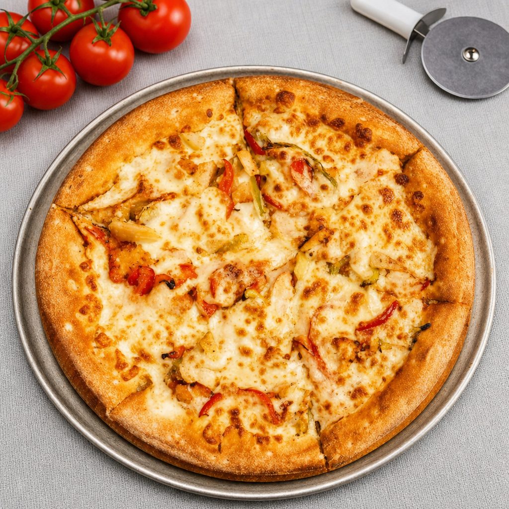 Chicken Alfredo Pizza.