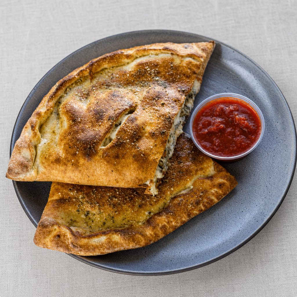Greek Spinach Pizza Calzone.