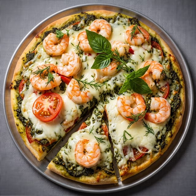 Pesto Shrimp Pizza