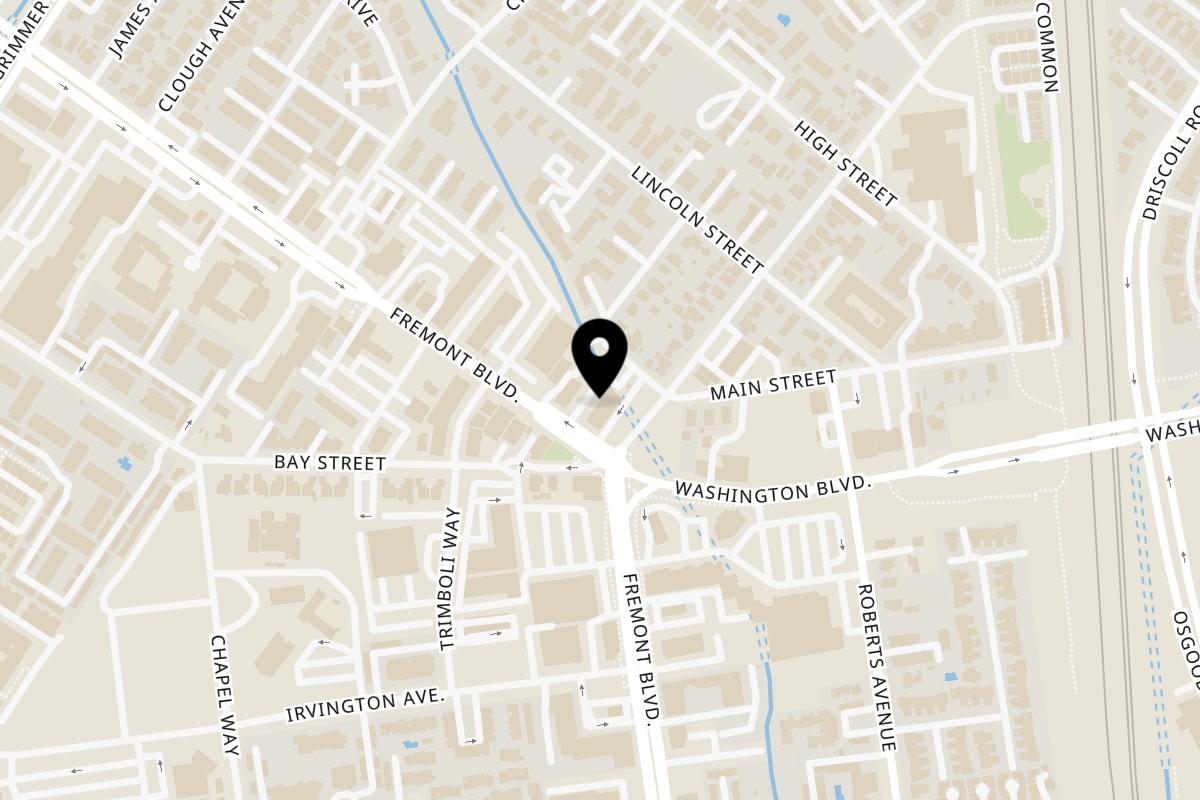 Map showing the location of Pizza Hub on 40986 Fremont Blvd in Fremont